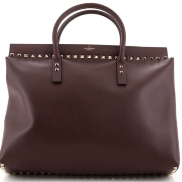 Valentino Garavani Handbags - Valentino Garavani Rockstud Convertible Top Handle Bag Leather Large